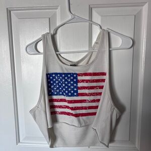SHEIN White Tank Top with American Flag Design